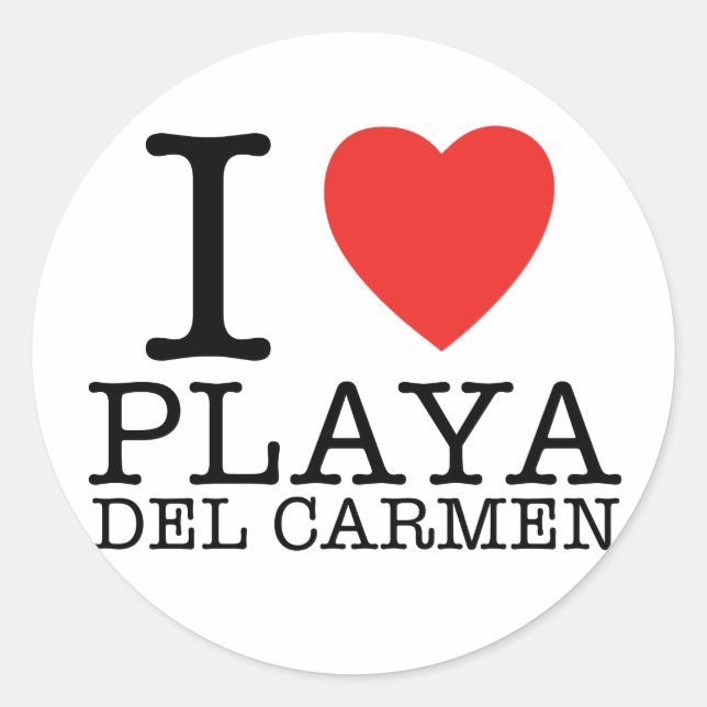 I love Playa del Carmen Runder Aufkleber (Vorderseite)