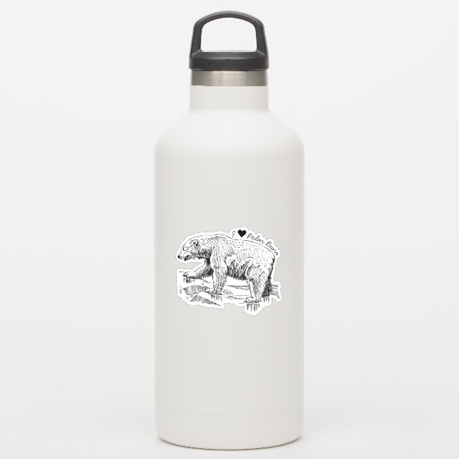 I Love Polar Bears Aufkleber (Wassserflasche)