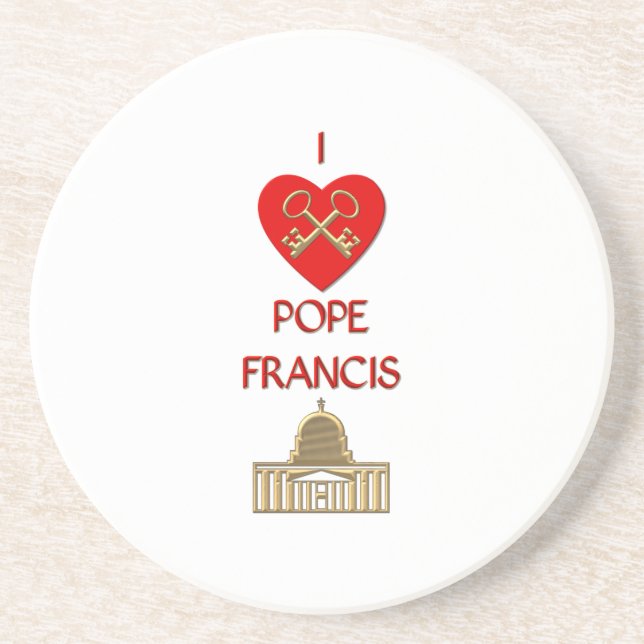 I Love Pope Francis Sandstein Untersetzer (Vorne)