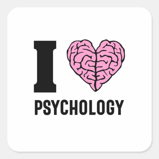 I Love Psychology Quadratischer Aufkleber (Vorderseite)