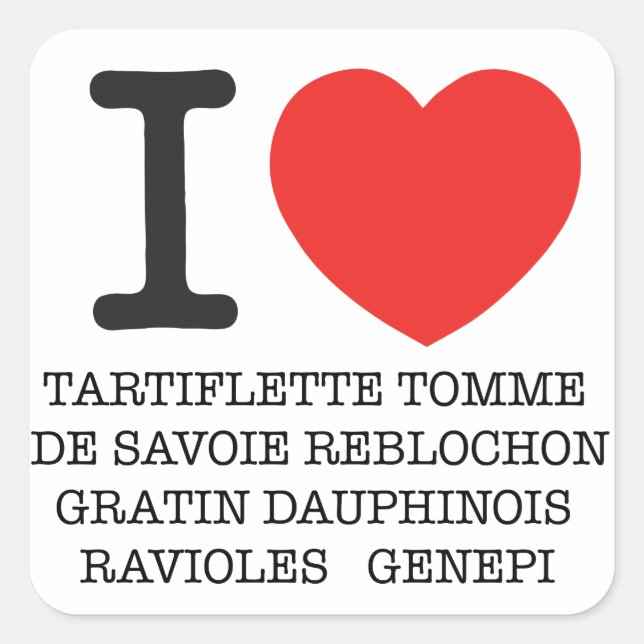 I Love Quadratischer Aufkleber (Vorderseite)