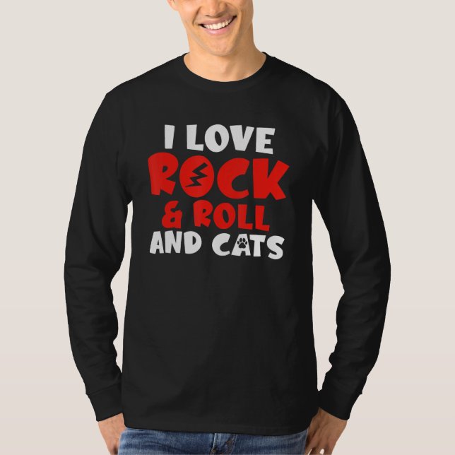 I love Rock and Roll and Cats Rocker T-Shirt (Vorderseite)