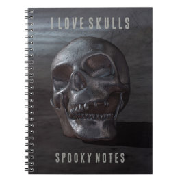 I Love Skulls. Spooky Notes. Smiling skull Notizblock