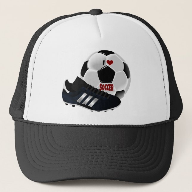 I Love Soccer, ball and shoe, Truckerkappe (Vorderseite)