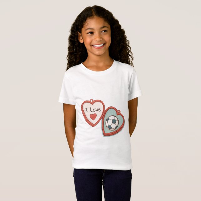 I Love Soccer Locket T-Shirt (Vorne ganz)