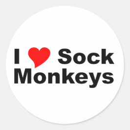 I Love Sock Monkeys Runder Aufkleber