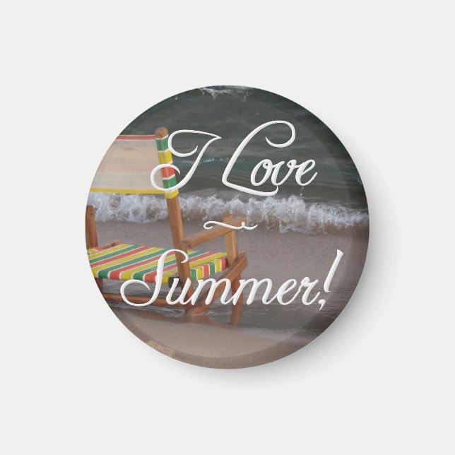 "I Love Summer" Magnet de la scène de plage (Devant)