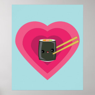 I Love Sushi Kawaii Sushi Roll affiche