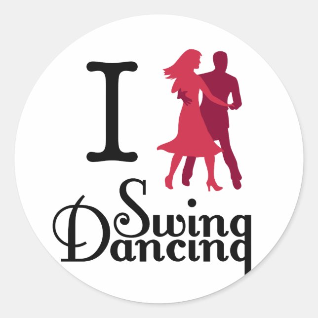 I Love Swing Dancing Runder Aufkleber (Vorderseite)