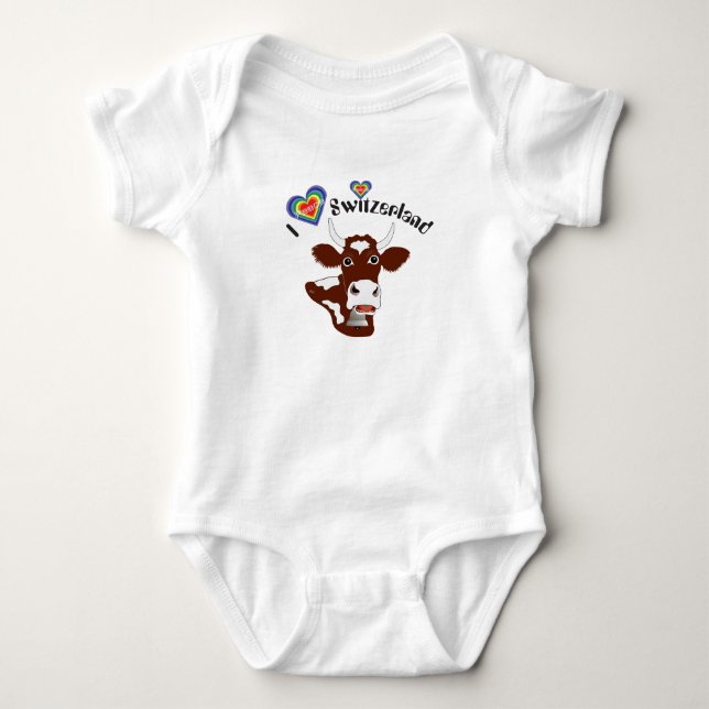 I love Switzerland Baby Body Baby Strampler (Vorderseite)