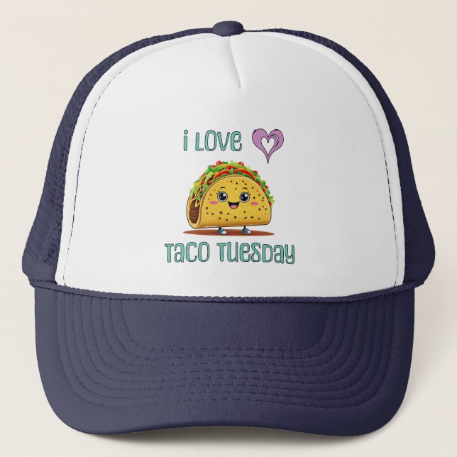 I Love Taco Tuesday Truckerkappe (Vorderseite)