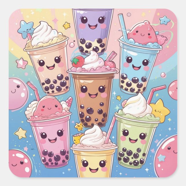 I love tapioca quadratischer aufkleber (Vorderseite)