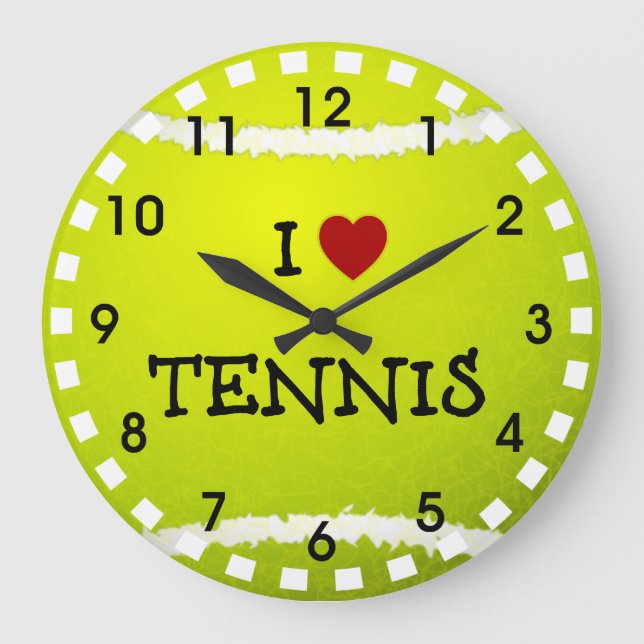 I Love Tennis - Tennis Ball Große Wanduhr (Vorderseite)