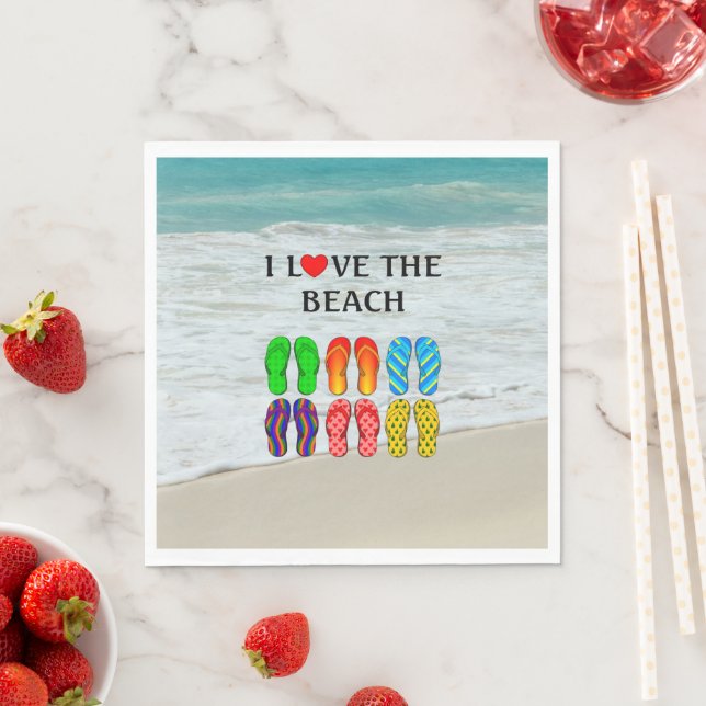 I Love the Beach Serviette (Beispiel)