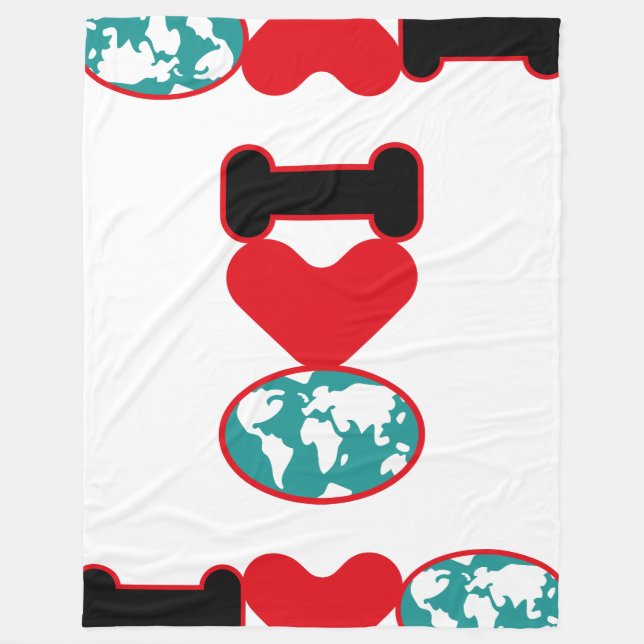 I LOVE THE WORLD BY MASANSER PIXELAT FLEECEDECKE (Vorderseite)