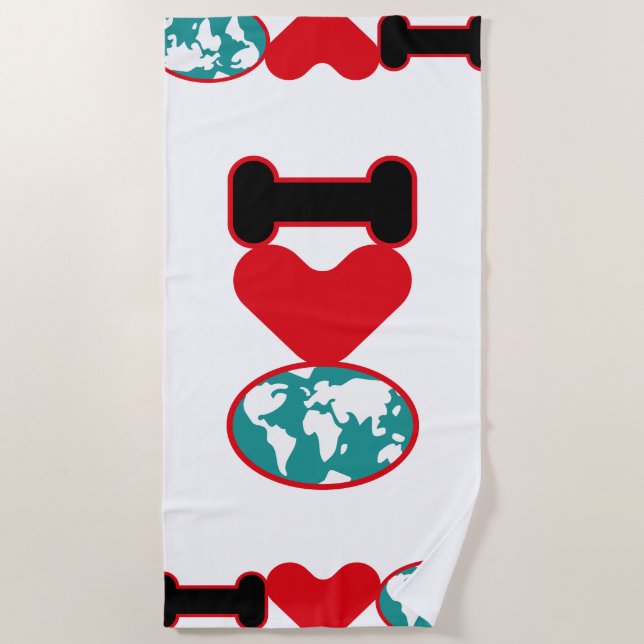 I LOVE THE WORLD BY MASANSER PIXELAT STRANDTUCH (Vorderseite)