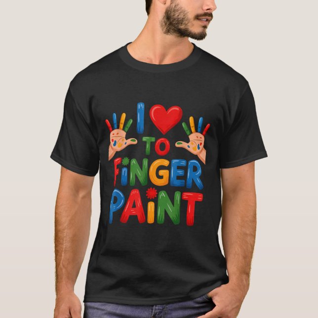 I Love To Finger Paint Couples Art Teacher Finger  T-Shirt (Vorderseite)