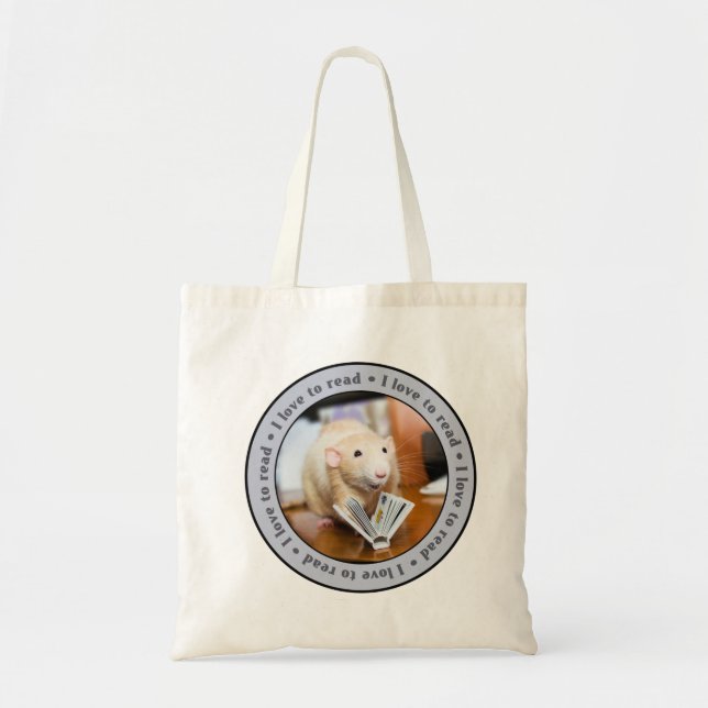 I LOVE TO LECTURE Sac fourre-tout avec la souris M (Devant)