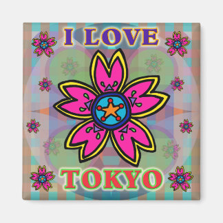 "I LOVE TOKYO" Magnet de fleurs
