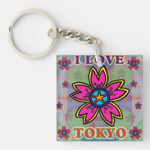 "I LOVE TOKYO" Porte - clé de fleurs