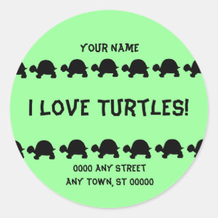 I Love Turtles Nom et étiquette de adresse plus gr