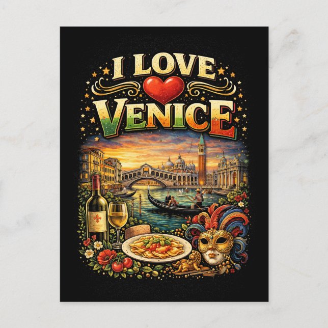 I Love Venice Postkarte (Vorderseite)