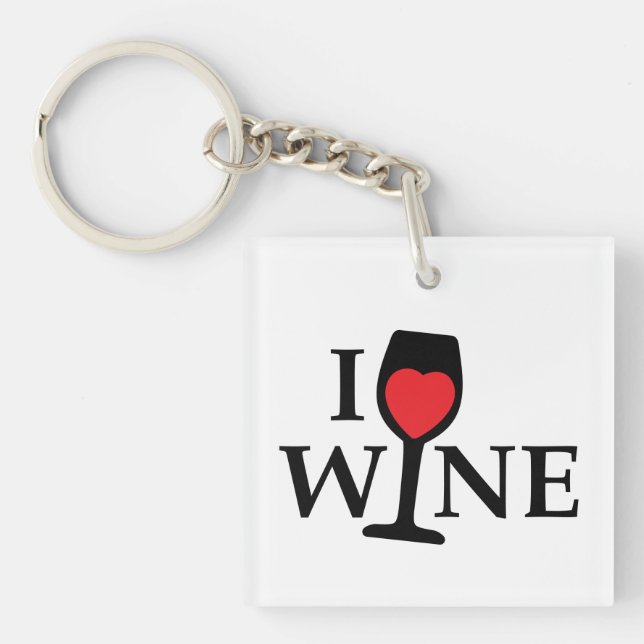 i love wine, ik hou van wijn met rood hartje schlüsselanhänger (Vorderseite)