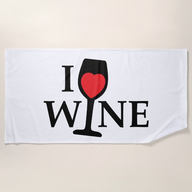 i love wine, ik hou van wijn met rood hartje strandtuch (Vorderseite)