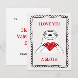 I Love You A Sloth Funny Kids Valentine's Day Card Mitteilungskarte