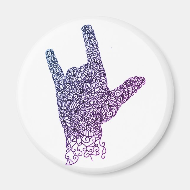 "I Love You" American Sign Language Magnet (Devant)