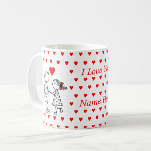 I Love You Coffee Mug Couple Cadeau avec nom perso