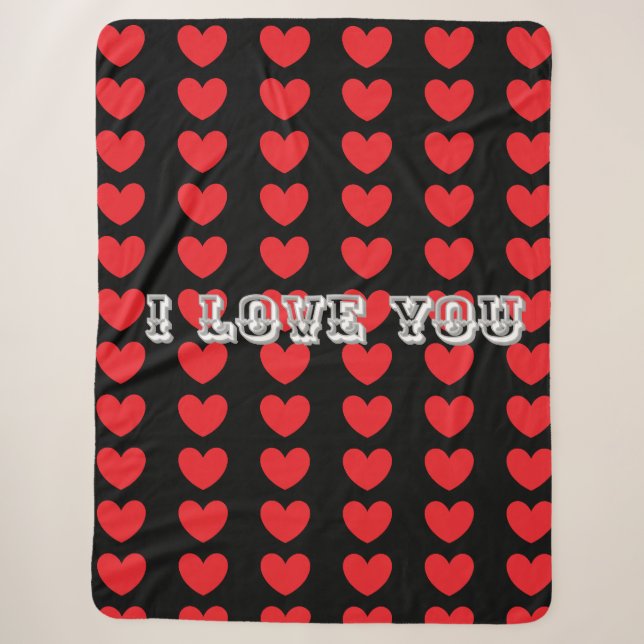 I LOVE YOU Comfy Sherpa Blanket Sherpadecke (Vorderseite)