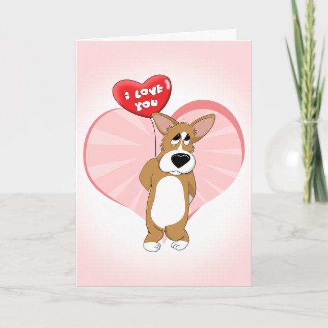 I Love You Corgi Carte Saint Valentin (Devant)