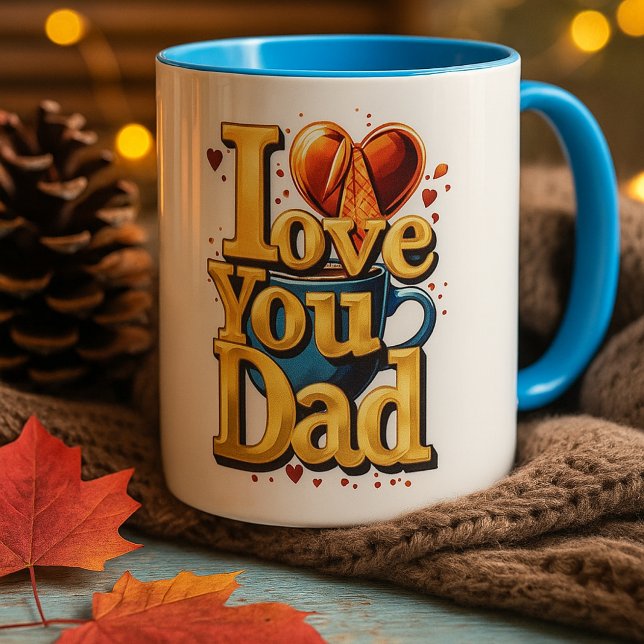 I Love You Dad" Mug - Cadeau parfait pour la Fête  (This "I Love You Dad" mug is a warm and heartfelt gift to show your love for your dad.)