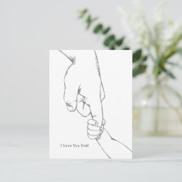 I Love You Dad Quote Hands Line Art Card Postkarte