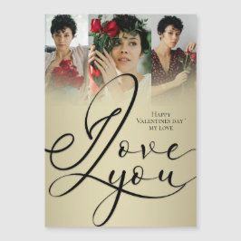  I Love You Elegant Gold Valentine’s Day Photo Magnetkarte