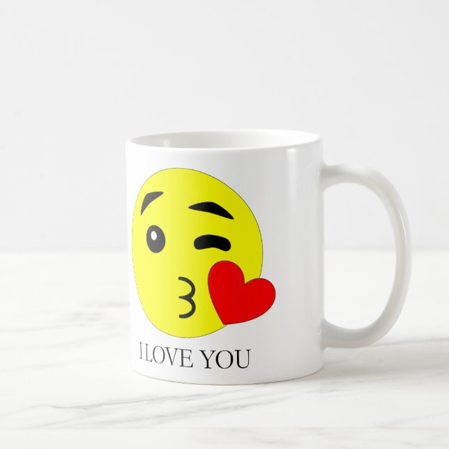 I Love You Emoji Ceramic Mug (11oz) Kaffeetasse (Rechts)