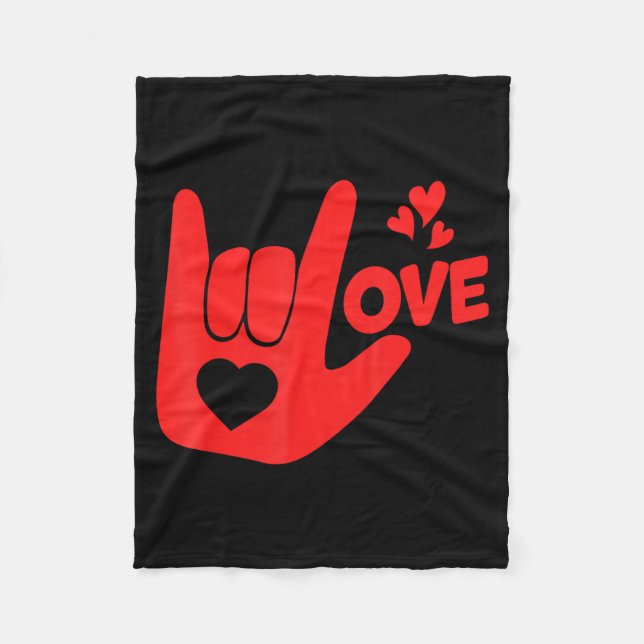 I Love You Hand Sign Asl Valentine' Day Funny Wome Fleecedecke (Vorderseite)