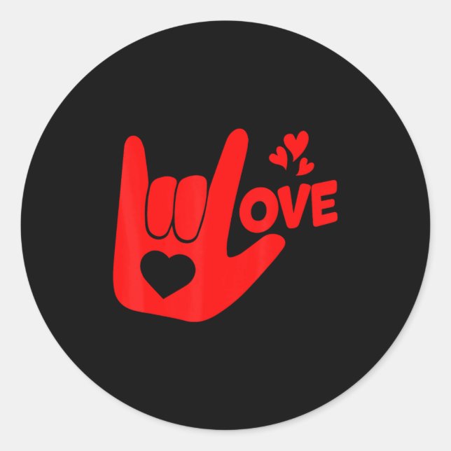 I Love You Hand Sign Asl Valentine Day Funny Wome  Runder Aufkleber (Vorderseite)