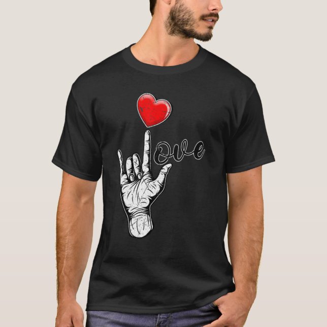I Love You Hand Sign Valentines Day Shirt Language (Vorderseite)