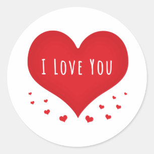 I love you hearts runder aufkleber