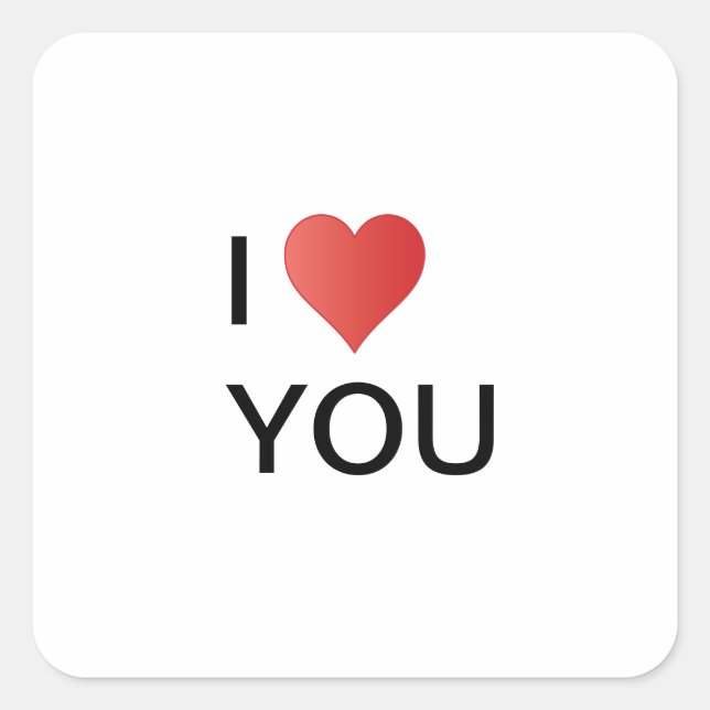 I love YOU Herz Aufkleber (Vorderseite)