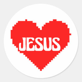 I love you Jesus pixel art Runder Aufkleber