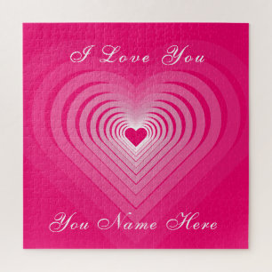 I Love You Jigsaw Puzzle Hearts Nom du texte perso