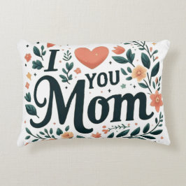 I Love You Mom - Floral Wreath Heart Dekokissen