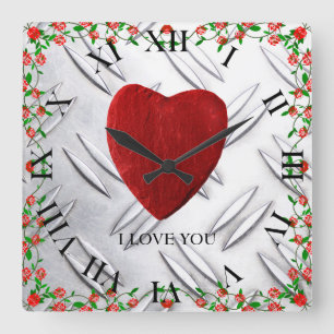 I love you quadratische wanduhr