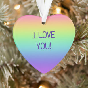 I Love You Rainbow Heart Ornament de Noël