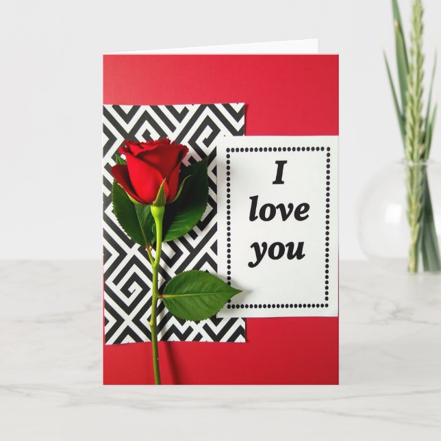I Love You Red Rose Maze Card Karte (Vorderseite)