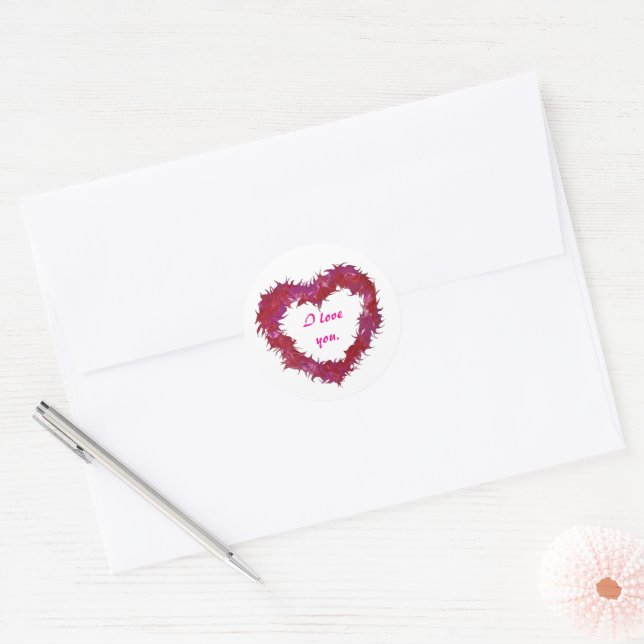 I love you, red wispy heart stickers (Umschlag)