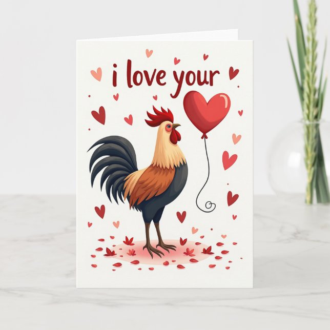 I Love You Rooster Card Karte (Vorderseite)
